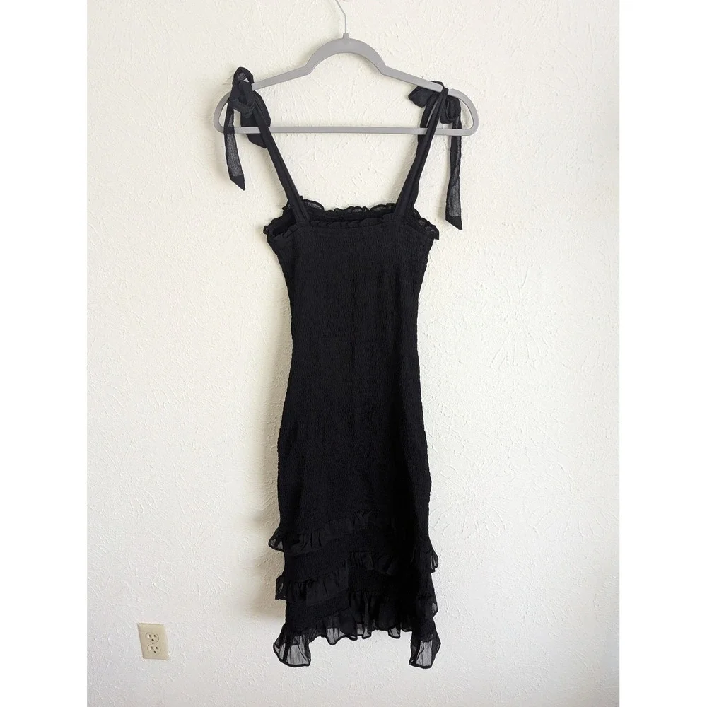Abercrombie & Fitch midi dress‎ size S black tie strap ruffle NWT